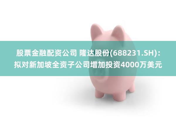 股票金融配资公司 隆达股份(688231.SH)：拟对新加坡全资子公司增加投资4000万美元